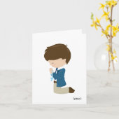 男子ファースト聖餐式グリーティングカード カード (黄色い花)