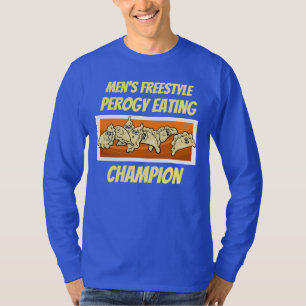 男子フリースタイルのPerogyの食べ物のチャンピオンのワイシャツ Tシャツ