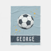 男子ブルーサッカーボールスポーツキッズ フリースブランケット (正面)