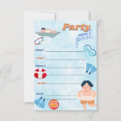 男子プールパーティーの招待状 招待状 (正面)