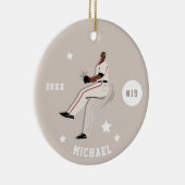 男子ベースボールプレーヤーチームジャージー番号&名前 セラミックオーナメント (右)