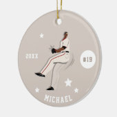 男子ベースボールプレーヤーチームジャージー番号&名前 セラミックオーナメント (左)