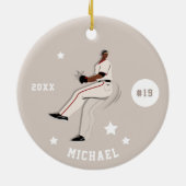 男子ベースボールプレーヤーチームジャージー番号&名前 セラミックオーナメント (裏面)