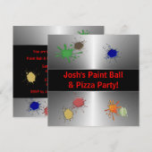 男子ペイントボールパーティー 招待状 (正面/裏面)