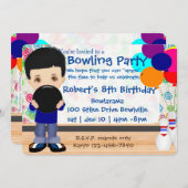 男子ボウリングパーティー 招待状 (正面/裏面)