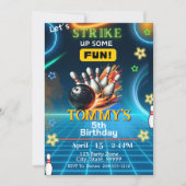 男子ボウリング誕生日パーティー招待状 招待状 (正面)