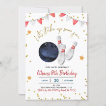 男子ボウリング誕生日招待状