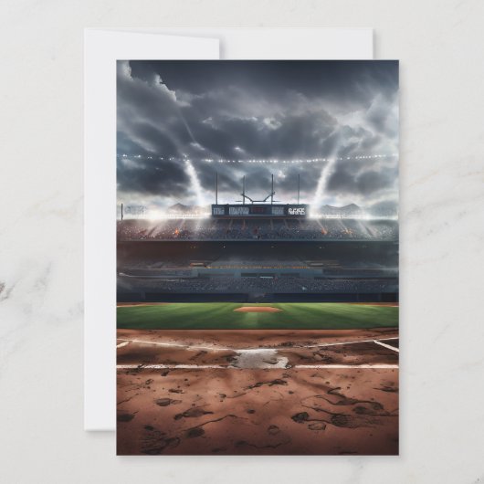 男子ボールウッドゲームチーム野球1回目の誕生日 招待状 (裏面)