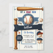 男子ボールウッドゲームチーム野球1回目の誕生日 招待状 (正面)