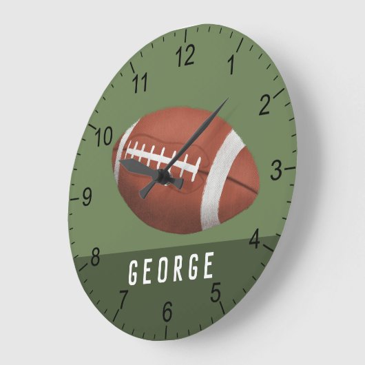 男子モダンと緑のサッカーの子供 ラージ壁時計 (傾斜)