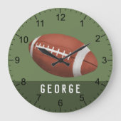 男子モダンと緑のサッカーの子供 ラージ壁時計 (正面)