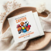 男子モダンスポーツボール全スター第1誕生日 スタンダードカクテルナプキン