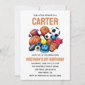 男子モダンスポーツボール全スター第1誕生日 招待状