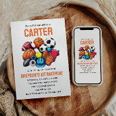 男子モダンスポーツボール全スター第1誕生日 招待状