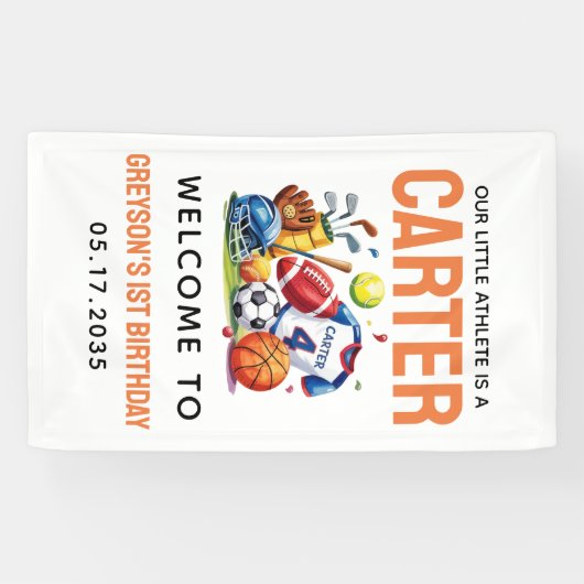 男子モダンスポーツボール全スター第1誕生日 横断幕 (横)