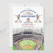 男子モダンスポーツ野球場バースデーパーティー 招待状 (正面)