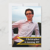 男子モダン40歳の誕生日シンプル写真男らし 招待状 (正面)