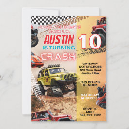 男子モンスタートラック 誕生日パーティー 招待状