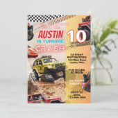 男子モンスタートラック 誕生日パーティー 招待状 (スタンド正面)