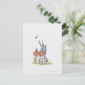 男子ラグビー遊の空中跳躍イラストレーション ポストカード (スタンド正面)