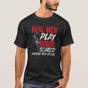 男子ラグビー部 本物の男はラグビーだ！臆病者はサッカー Tシャツ