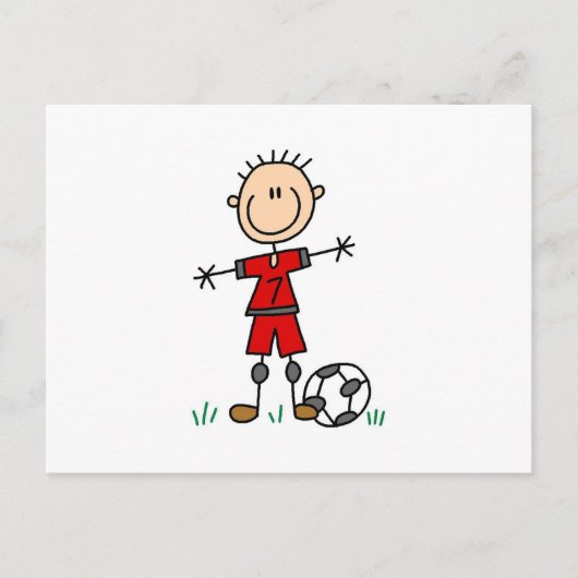 男子レッドユニフォーム選手Tシャツとギフト ポストカード (正面)