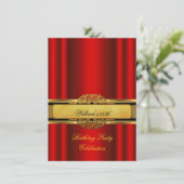 男子レディースレッドエレガント金ゴールド誕生会 招待状 (スタンド正面)