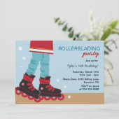 男子ローラーブレード誕生日パーティー招待状 招待状 (スタンド正面)
