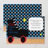 男子ローラー スケート パーティー 招待状 (正面/裏面)