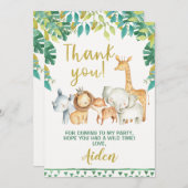 男子ワイルドワンサファリ感謝カード 裏面無地 招待状 (正面/裏面)