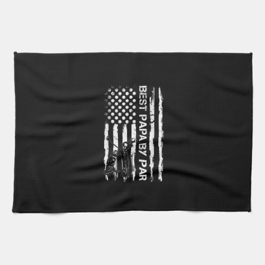 男子ヴィンテージアメリカ国旗最高のパパ（パー） キッチンタオル (横)