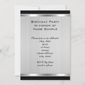 男子ヴィンテージ第60期銀メタルブラック誕生日 招待状 (裏面)