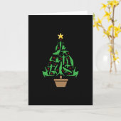 男子体操のクリスマスツリー カード (黄色い花)