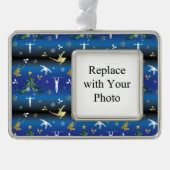 男子体操クリスマスツリースノーフレーク シルバープレートフレームオーナメント (正面)