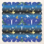 男子体操クリスマスツリースノーフレーク ペーパーコースター (正面)