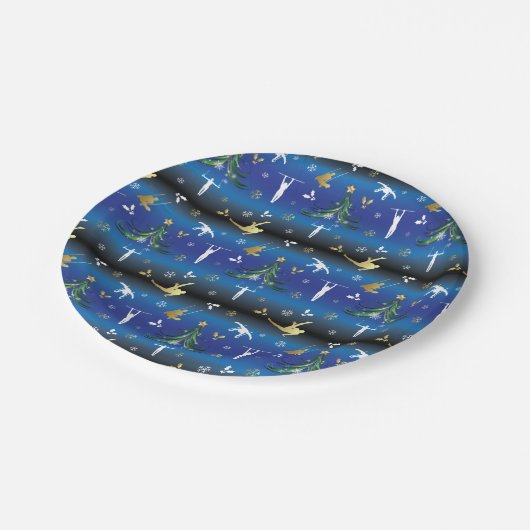 男子体操クリスマスツリースノーフレーク ペーパープレート (アングル)