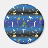 男子体操クリスマスツリースノーフレーク マグネット (正面)