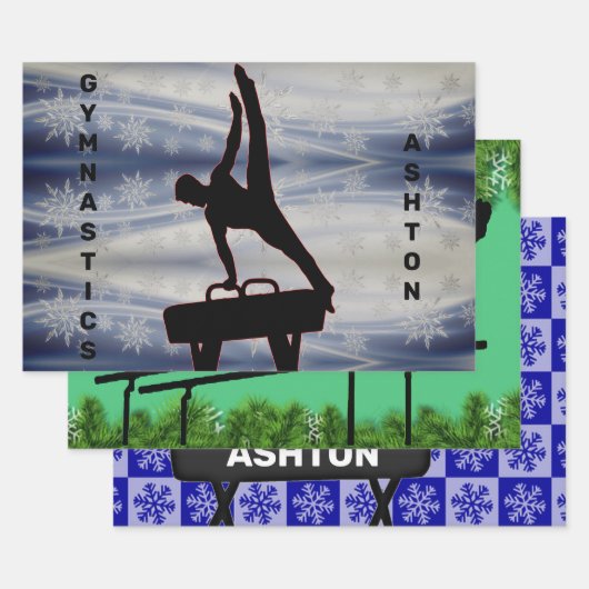 男子体操クリスマスラッピング紙シートセット ラッピングペーパーシート (セット)