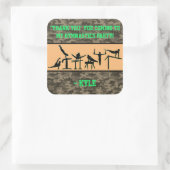 男子体操パーティー「ありがとう」迷彩画 スクエアシール (バッグ)