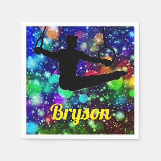 男子体操リングや輪パーティー スタンダードカクテルナプキン (正面)