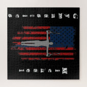 男子体操リングや輪動揺してアメリカ国旗 ジグソーパズル (横)