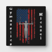 男子体操リングや輪動揺してアメリカ国旗 フォトプラーク (正面)