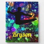 男子体操リングや輪卓上歯垢とイーゼル フォトプラーク (正面)