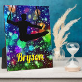 男子体操リングや輪卓上歯垢とイーゼル フォトプラーク (側面)