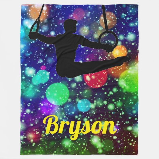 男子体操リングや輪 パーソナライズされた フリースブランケット (正面)