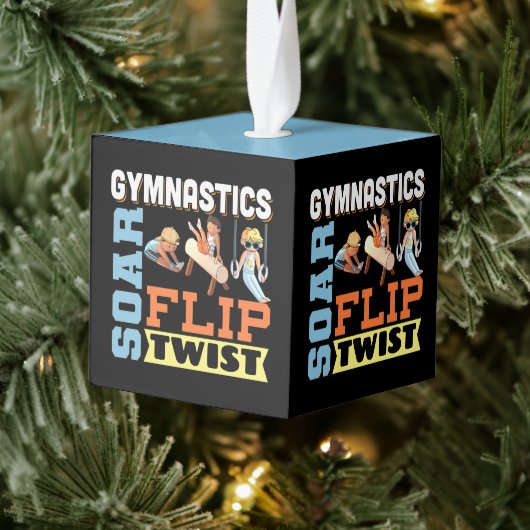 男子体操引用文 – ソールフリップツイスト キューブオーナメント (ツリー)