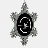 男子体操芸術的睡眠食べ再生スポーツ スノーフレークピューターオーナメント (左)