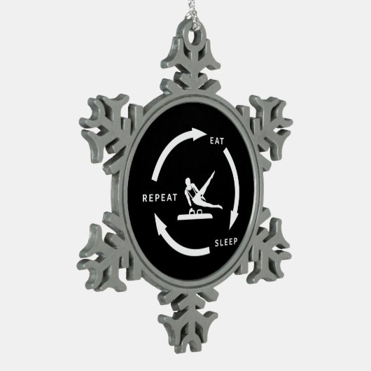 男子体操芸術的睡眠食べ再生スポーツ スノーフレークピューターオーナメント (左)