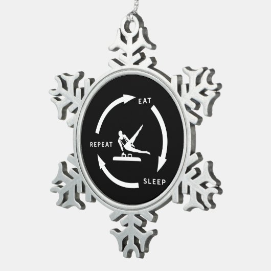 男子体操芸術的睡眠食べ再生スポーツ スノーフレークピューターオーナメント (右)