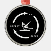 男子体操芸術的睡眠食べ再生スポーツ メタルオーナメント (正面)